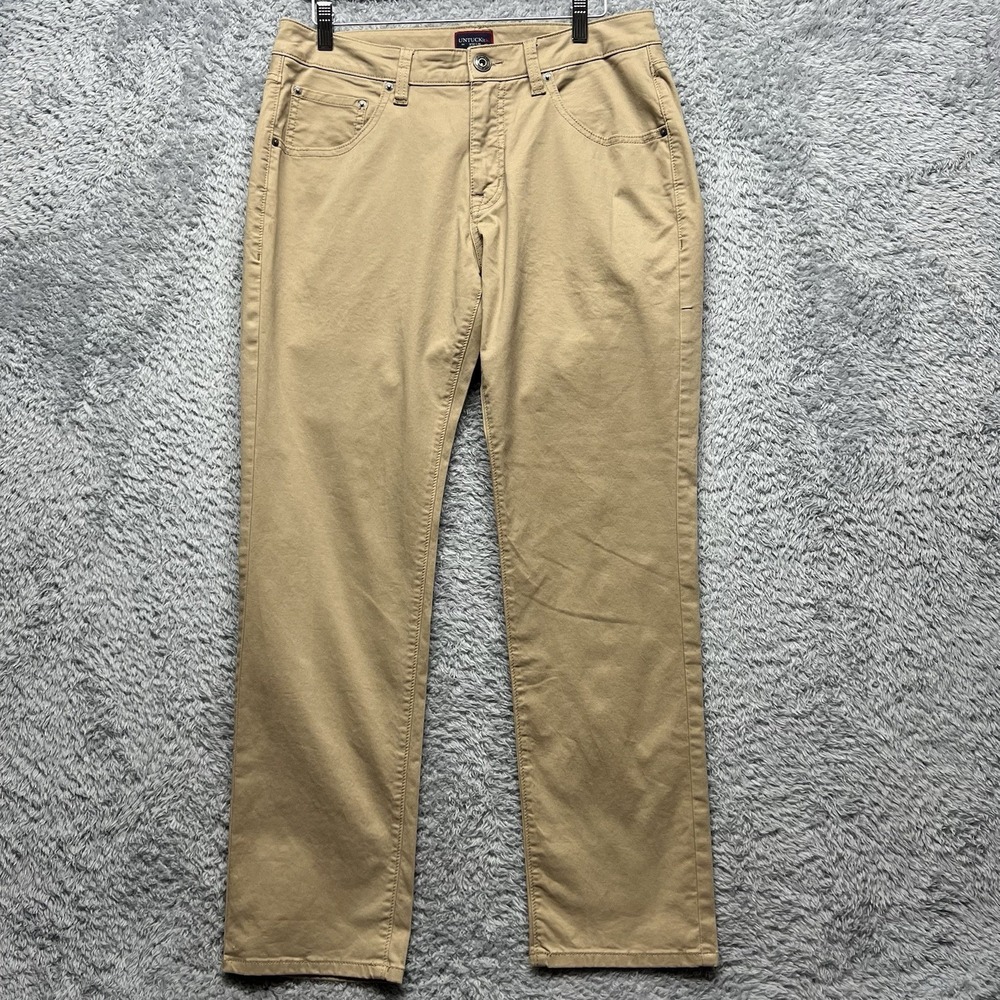 Untuckit 5 Pocket Chino Pants Men 32x30 Tan Don Santiago Tech Straight Fit Chino